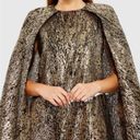 Mac Duggal  NWT High Neck Cape Sleeve Metallic Trapeze Dress in Bronze Size S Photo 1