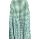 The Loft NWT Gingham Linen Blend Side Slit Midi Skirt in Green & White Size 8 Photo 1