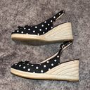 Kate Spade  Wedge Heels Slingback Espadrilles Black and white Polka Dot Size 7.5 Photo 1