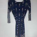 Renee C . Paisley Knee Length Celene Knit Dress Navy Blue XS extra-small Photo 8