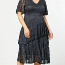 Onyx NEW Kiyonna Lace Affair Ruffle Flounce Midi Cocktail Dress in  Size XL Photo 4
