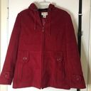 st. john's bay St. John’s Bay Red Wool Fur Hooded Zip Up Coat Photo 1