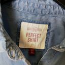 SO  Perfect Shirt Small Blue Lightweight Button Up Shirt Soft 100% Lyocell S Photo 3