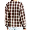 Treasure & Bond  Plaid V Neck Button Up Long Sleeved Red White & Brown Boho Shirt Photo 2