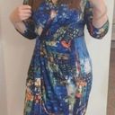 Oleg Cassini NWT  Abstract Print Wrap Dress Photo 6