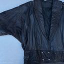Vera Pelle Rare Vintage 90s  Black Leather Batwing Jacket Photo 2