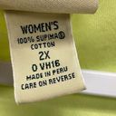 L.L.Bean  Women's Plus 2X Lemon Green 100% cotton VNeck Top Blouse Comfort Tee Photo 8