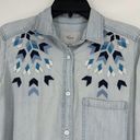 Rails  Brett Geo Embroidered Denim Button Up Shirt Blue Light Wash Size XS Photo 1