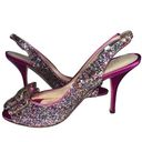 Kate Spade Charm Multi Sparkle Glitter Hot Pink Slingback Bow Heels Photo 0