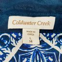 Coldwater Creek  Womens Large L 14 Sleeveless Hidden Button Down Boho Print Top Photo 5