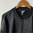 Sweaty Betty  Black Faux Leather Zip Quilted Panel Jacket Womens Size M Photo 4