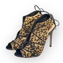 Gianvito Rossi 𒀭 Open Toe Stiletto Heel Bootie 𒀭Leopard Print Calf Hair 𒀭40 Photo 6