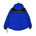 BCBGeneration  Womens L Colorblock Hooded Puffer Jacket in Cobalt with Black NEW Photo 2