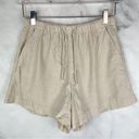 Abercrombie & Fitch Linen Blend Pull On Relaxed Shorts 3.5" Elastic Waist Stone Photo 5