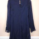 DKNY  Women’s Patterned Chiffon Navy Blue Black Sheer Long Sleeve Shift Dress Photo 4