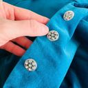 Vintage Blue  Velvet Fitted Triple Embellished Button Spring Blazer Photo 2