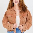 Altar'd State Altar’d State Brienne Corduroy Shacket Orange Brown Size Small Raw Hem Denim Photo 10