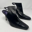 Ralph Lauren Collection Purple Label Leather Slingback Heels Size 10 Black Photo 3