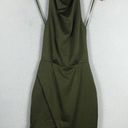 Elliatt NWT  Camo Olive Green Satin Halter Asymmetric Cocktail Mini Dress XS Photo 2