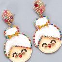 ma*rs New Holiday Fashion . Claus/Granny Multi-Color Pearl Bead Design Alloy Stud E Photo 0