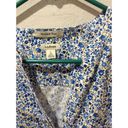 L.L.Bean  blue floral print button front V neck blouse shirt Wrinkle Free Large Photo 1