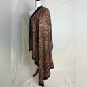 Edge Elaine Gold Large Square Boho Scarf Wrap Brown Black Floral Frayed  46x46 Photo 1