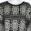 J.Jill  Sweater Womens Medium Black White Heart Fair Isle Wool Blend Casal Artsy Photo 1