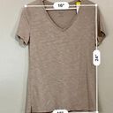 Felina Women’s Slub Jersey V Neck Short Sleeve Tee Atmosphere Beige Size Sm NWT Photo 6