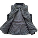 Poof! Poof Quilted Vest Deep Gray Faux Leather Quilted Knit Side Panel Pockets Small Photo 8