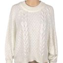 The Moon  & MADISON cream, dolman sleeve, cropped, cable knit sweater. Medium. EUC Photo 0