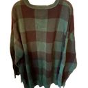 Denim & Co  Green/Black Plaid Jacquard Pullover Sweater 2XL Side Slit A555517 Photo 3