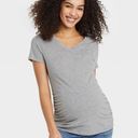 Isabel Maternity  Light Gray V Neck Tee Photo 0