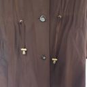 Gallery VINTAGE! 90’s  BROWN AND TAN TIE FRONT NECK BOW HOODED TRENCH COAT JACKET Photo 9