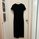 Vintage Blue  Women's V-Neck Midi Dress Black Short Sleeve Size M Photo 1