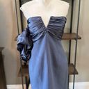 Cinq à Sept  Teo Ruched Satin Sheath Mini Dress Blue Womens Size 14 Photo 5