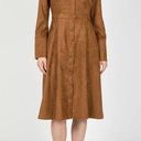 Hilton Hollis Luxe Faux Suede Dress Chestnut Brown Women's Large Quiet Luxury Photo 0