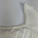 White Pearl Trim Mini Dress Long Sleeve Size Small Lightweight Photo 5