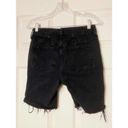 Free People Black Ash Denim Avery Raw Hems High Rise Bermuda Jean Shorts Photo 10