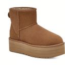 UGG  Classic Mini Platform Suede Booties Size 9 Chestnut Tan Photo 0