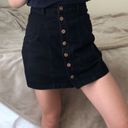 Stradivarius Button Down Black Denim Mini Skirt w/ Copper Buttons Photo 14