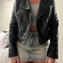 Aakaa Faux Black Leather Jacket Photo 1