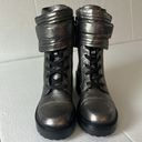 DKNY  Women’s Basia Combat Boot Silver Black Grunge Boots Size 5M Photo 1