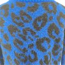 Sweaty Betty  Women’s Jacquard Electric Blue Leopard Print Mohair Sweater Small Photo 9