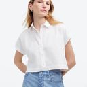 Madewell  Crop Dolman Linen Short Sleeve Shirt in White Size Medium Photo 0