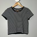 Aura  women's black and white striped stretchy cropped short sleeve tee XL XXL Photo 0