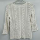 Polo Lauren  Ralph Lauren fisher cableknit white sweater 3/4 sleeve size medium Photo 3