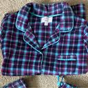 Carole Hochman  Heavenly Soft Blue Purple Plaid Fleece Button Down Pajama Set Photo 4