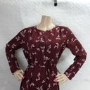 The Loft "" BURGUNDY FLORAL LONG SLEEVES SHIRTTAIL TIE WAIST CAREER DRESS SZE: S NWT Photo 3