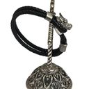 The Row Steeltime  Dragon Double Braided Leather Bracelet  Black Silver  Unisex Photo 4