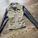 Army Green Lightweight Jacket With Pleather Arms Size 8 Photo 0